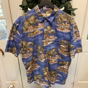Island Shore Hawaiian Beach Theme Button Down Shirt SS XL